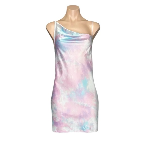 NWT Frankie’s Bikinis Cora Tie Dye Mini Satin Slip Dress Pastel Fairy Whimsical - Picture 16 of 16